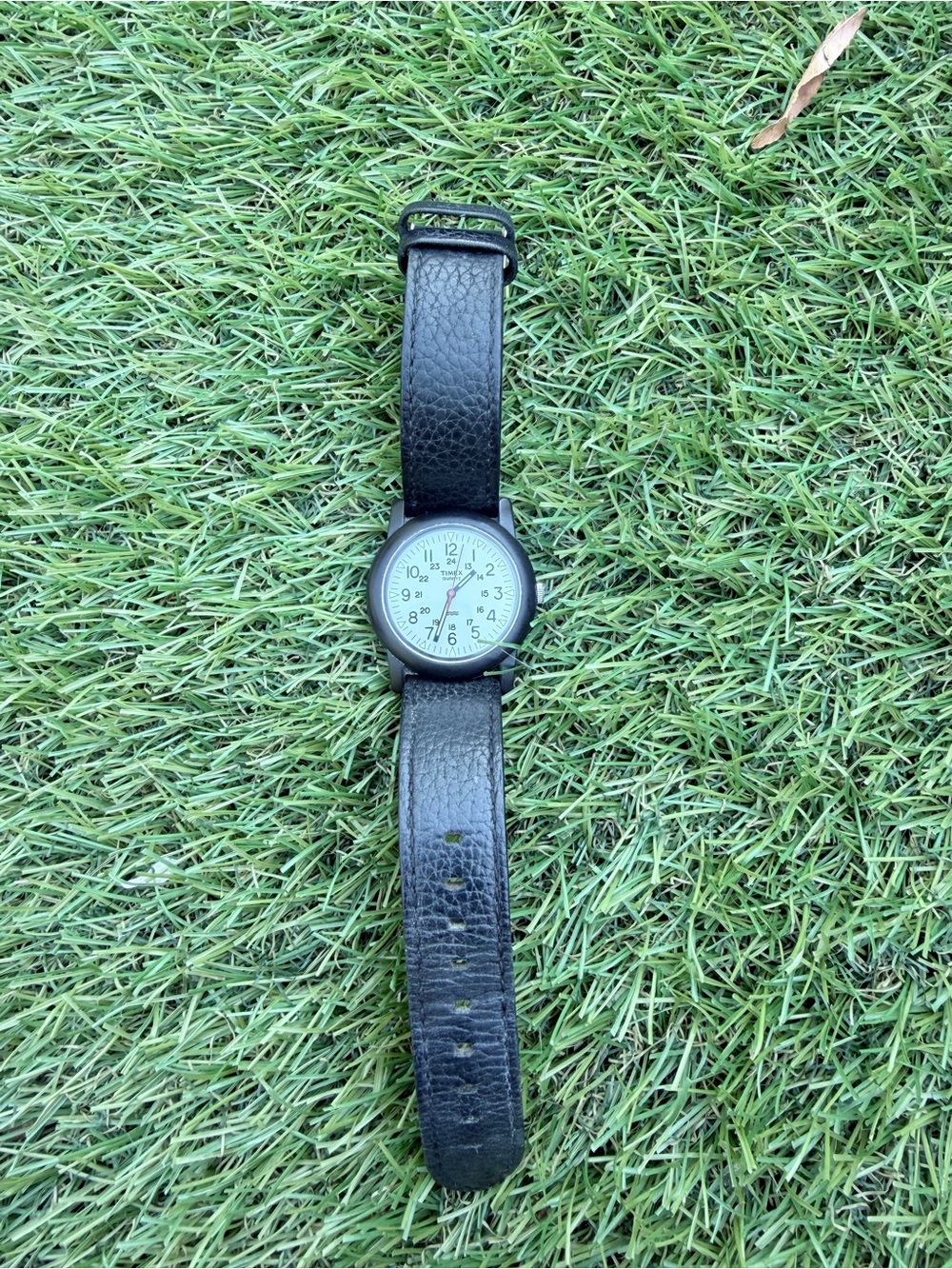 Black Leather Strap Men’s Field Watch - Classic Analog Style Timex